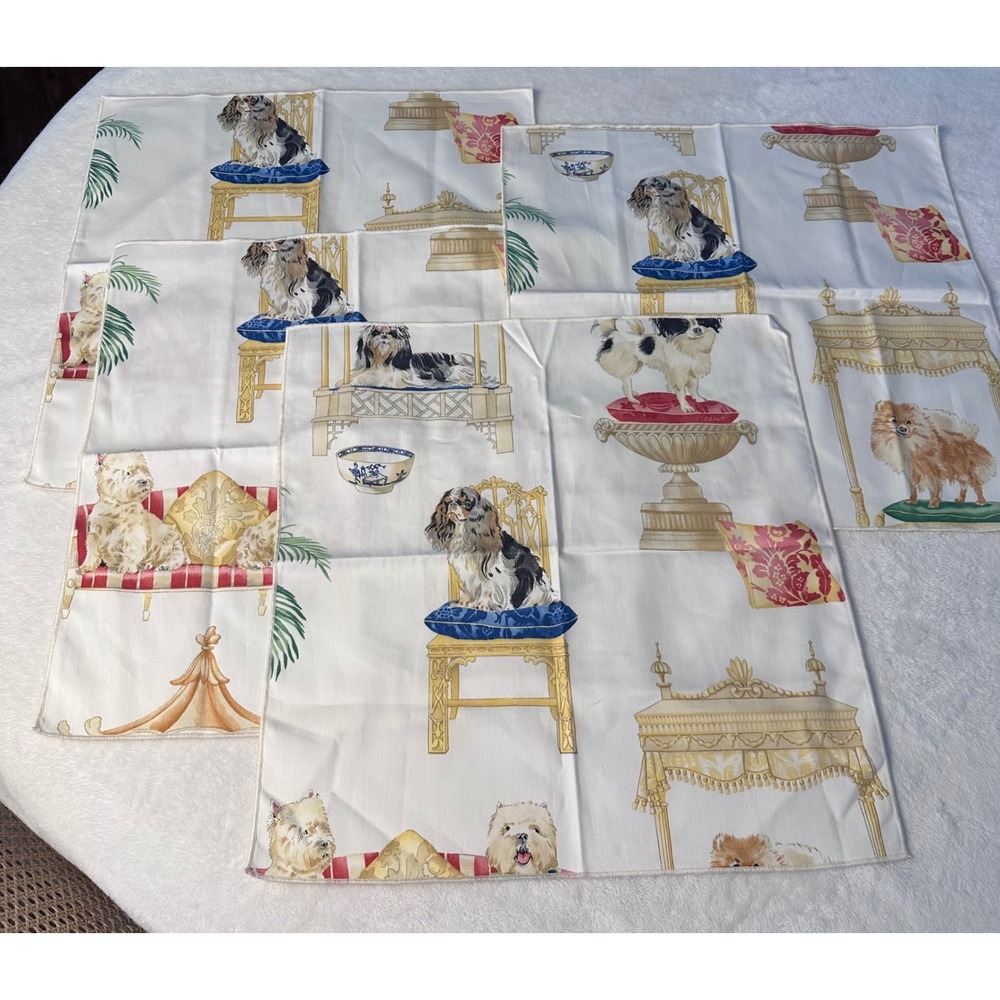 Rare P.Kaufman "Best in Show" set of 4 cloth napkins 17.5 " squares